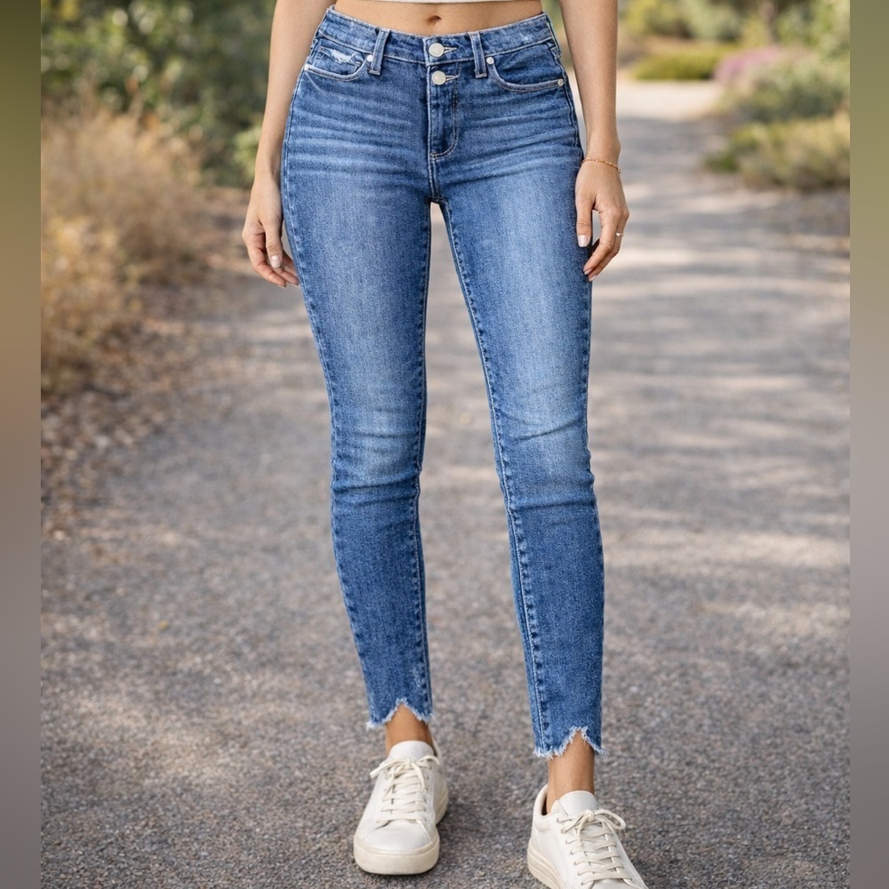 Paige Hoxton Ankle Skinny Jean 24 mid rise, slim raw, him whiskered BoHo